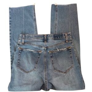 Abercrombie & Fitch The Ankle Straight Ultra High Rise Distressed Denim Jeans Si